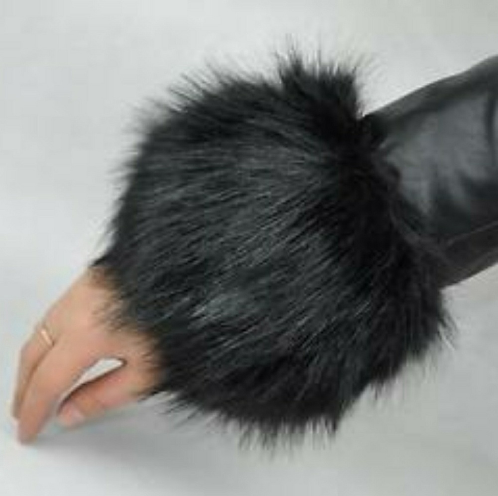 The Cashmere Project Black Racoon Fur Cuffs